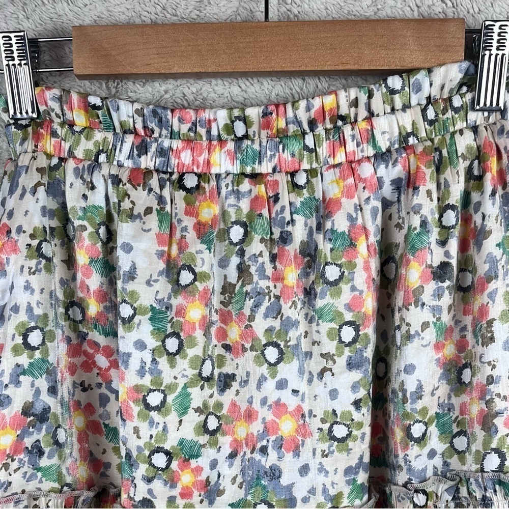 MOODIE Cottagecore Floral Maxi Skirt Tiered Boho Elastic Waist Peasant Country - Picture 3 of 10